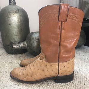 Justin Tan Ostrich Boots